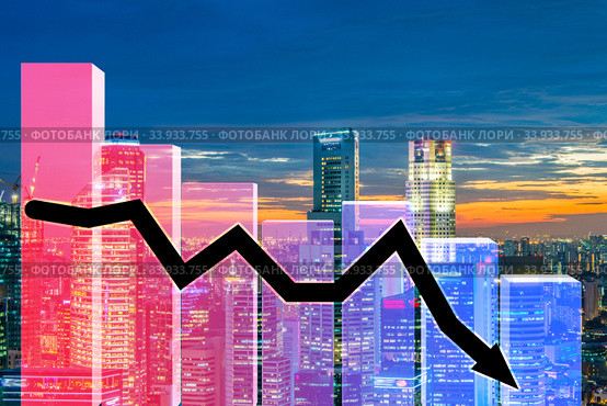 Recession and crisis concept with decline chart. Стоковое фото, фотограф Elnur / Фотобанк Лори