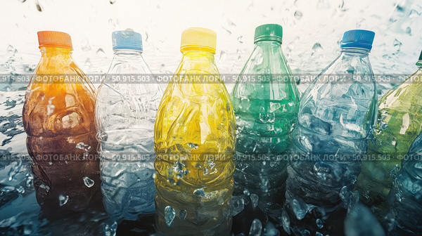 recycling plastic bottle pollution ai generated. Стоковое AI-изображение, AI-художник Vectorwin / Фотобанк Лори