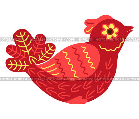 Red beautiful birds Stylized drawing. Стоковая иллюстрация, иллюстратор Ольга Головкина / Фотобанк Лори