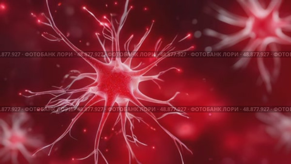 Red DNA double helix structure with glowing elements, representing genetic science and molecular biology, illustrating the complexity of life and genetic information. Стоковое AI-видео, аниматор Ирина Ручушкина / Фотобанк Лори