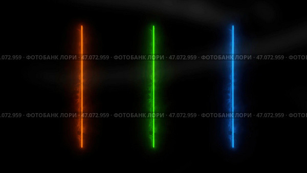 Red green and blue neon lines that start to burn and then abruptly go out. Стоковая иллюстрация, иллюстратор David Kashakhi / Фотобанк Лори
