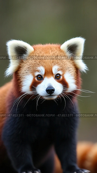 Red panda, close-up. Стоковое AI-изображение, AI-художник Sergey Grishin / Фотобанк Лори
