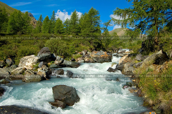 Река Каракабак. Горный Алтай. Стоковое фото, фотограф Селигеев Андрей Иванович / Фотобанк Лори