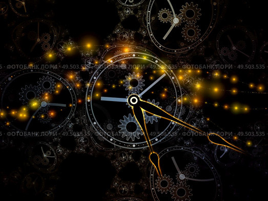 Relativity of Time. Faces of Time series. Composition of clock dials and abstract elements in association with science, education and modern technologies. Стоковое фото, агентство Ingram Publishing / Фотобанк Лори