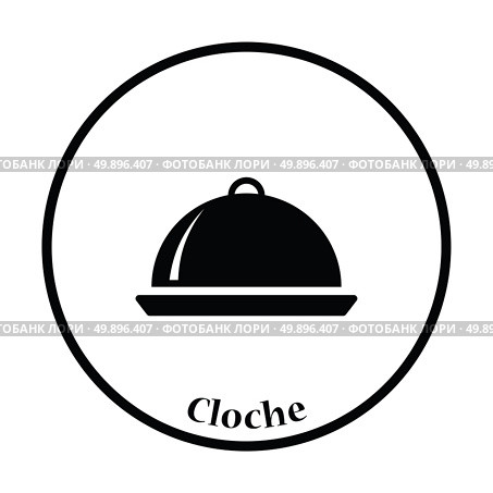Restaurant  cloche icon. Thin circle design. Vector illustration. Стоковая иллюстрация, агентство Ingram Publishing / Фотобанк Лори