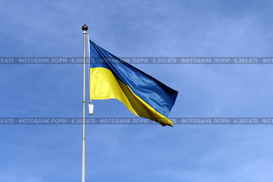 Реющий флаг Украины. Стоковое фото, фотограф Николай Голиков / Фотобанк Лори