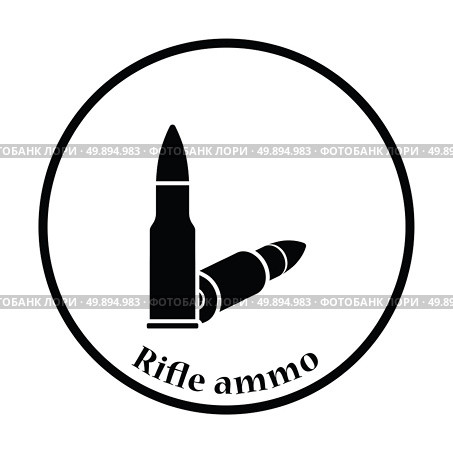 Rifle ammo icon. Thin circle design. Vector illustration. Стоковая иллюстрация, агентство Ingram Publishing / Фотобанк Лори