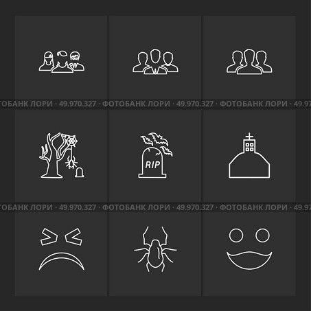 rip , spider ,groups , halloween , rip , graveyard , horror , pumpkin , grave , cross , bat , scary , scare , candy , rip , horror , night , spider , icon, vector, design,  flat,  collection, style, creative,  icons. Стоковая иллюстрация, агентство Ingram Publishing / Фотобанк Лори