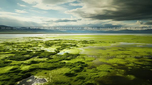 river algae bloom ai generated. Стоковое AI-изображение, AI-художник Vectorwin / Фотобанк Лори