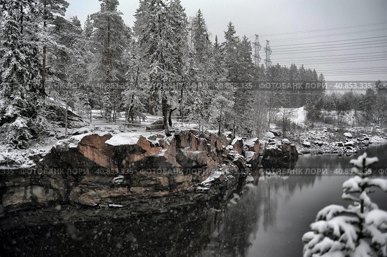 River Canyon and rocks in winter. Стоковое фото, фотограф Анна Кривицкая / Фотобанк Лори