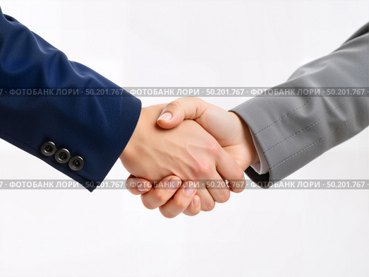 Рукопожатие двух деловых людей / A handshake between two business people. Стоковое AI-изображение, AI-художник Валерий Лукин / Фотобанк Лори