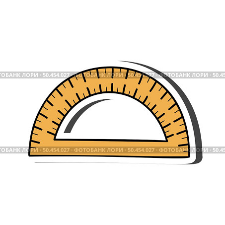 Ruler sticker with shadow on education theme. Back to school. Vector illustration. Стоковая иллюстрация, агентство Ingram Publishing / Фотобанк Лори