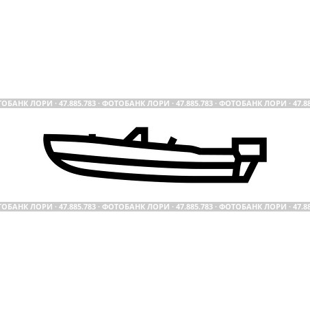 runabout boat line icon vector illustration. Стоковая иллюстрация, иллюстратор Vectorwin / Фотобанк Лори