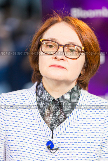 Russia. Saint-Petersburg. XXIII St. Petersburg International Economic Forum 2019. SPIEF 2019 participants. Russian statesman and politician, Chairman of the Central Bank of the Russian Federation Elvira Nabiullina. Россия. Санкт-Петербург. XXIII Петербургский международный экономический форум 2019. Участники ПМЭФ-2019. Российский государственный и политический деятель, председатель Центрального банка Российской Федерации Эльвира Набиуллина. Редакционное фото, фотограф Алексей Смышляев / Фотобанк Лори