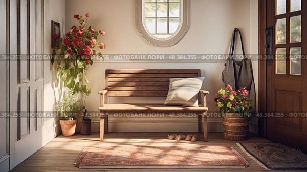 rustic house foyer ai generated. Стоковое AI-изображение, AI-художник Vectorwin / Фотобанк Лори