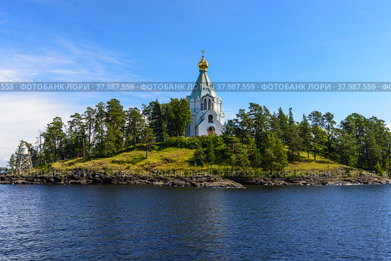 Saint Nicholas Island skete (skeet) before sunset.Valaam Transfiguration  monastery. Стоковое фото, фотограф Михаил Аккуратoв / Фотобанк Лори