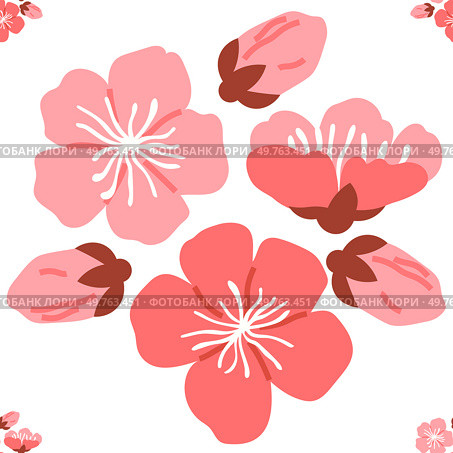 Sakura pattern vector illustration. The repeating pattern sakura blooms symbolized eternal bond between nature and humanity The infinite allure seamless background captivated imagination, transporting. Sakura pattern. The infinite beauty seamless background captivated viewers. Стоковая иллюстрация, агентство Ingram Publishing / Фотобанк Лори