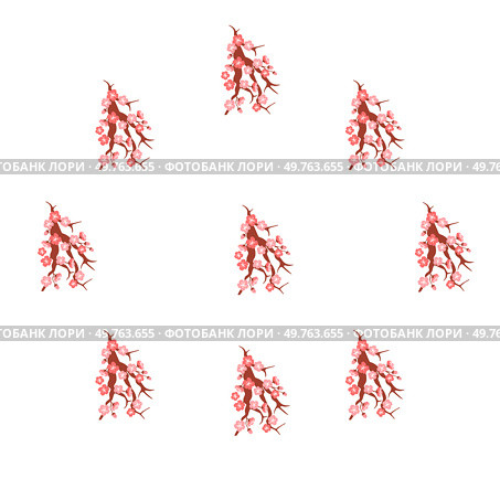 Sakura pattern vector illustration. The seamless sakura pattern concept explored interconnectedness all living beings in tapestry life The decorative elements incorporated repetitive sakura motifs. Sakura pattern. The infinite beauty sakura pattern mesmerized viewers. Стоковая иллюстрация, агентство Ingram Publishing / Фотобанк Лори