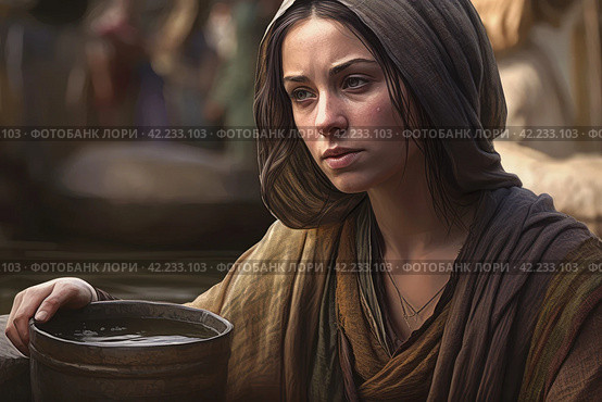 Samaritan woman well portrait. Generate Ai. Стоковое AI-изображение, AI-художник Иван Рябоконь / Фотобанк Лори