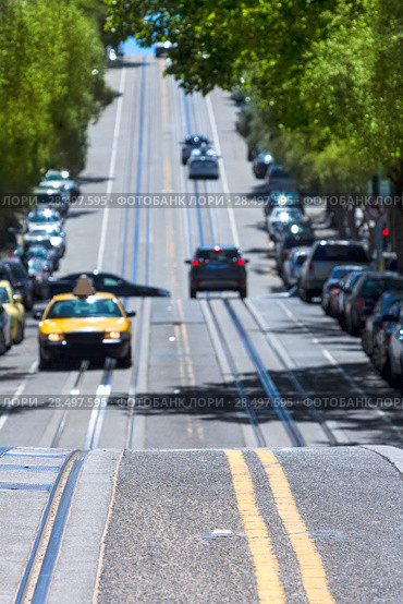 San Francisco Hyde Street Nob Hill in California USA (2013 год). Стоковое фото, фотограф Tono Balaguer / Ingram Publishing / Фотобанк Лори