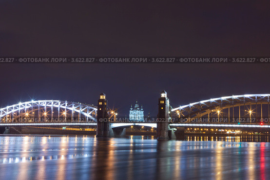 Санкт-Петербург. Мост Петра Великого (Большеохтинский) (2012 год). Стоковое фото, фотограф Литвяк Игорь / Фотобанк Лори