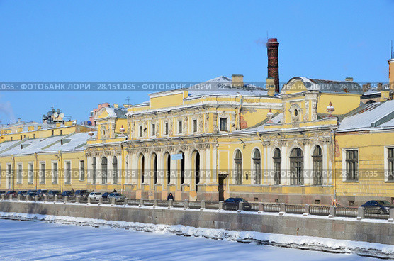 Санкт-Петербург, набережная реки Фонтанки зимой. Дом, 10. Соляной городок (по наб. Фонтанки) (2018 год). Стоковое фото, фотограф Овчинникова Ирина / Фотобанк Лори