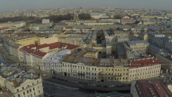 Санкт-Петербург: панорама города с коптера. Стоковое видео, видеограф Евгений Ковалев / Фотобанк Лори