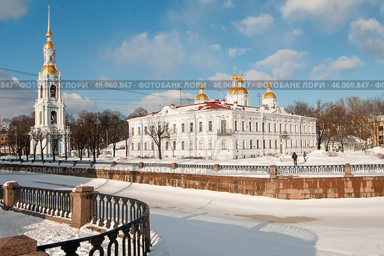 Санкт-Петербург. Район Семимостье. Вид Никольского морского собора (2011 год). Стоковое фото, фотограф Александр Алексеев / Фотобанк Лори