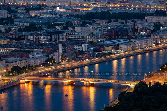 Санкт-Петербург. Вид со смотровой площадки телебашни. Гренадерский мост (2023 год). Редакционное фото, фотограф Литвяк Игорь / Фотобанк Лори