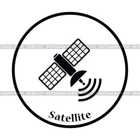 Satellite icon. Thin circle design. Vector illustration. Стоковая иллюстрация, агентство Ingram Publishing / Фотобанк Лори
