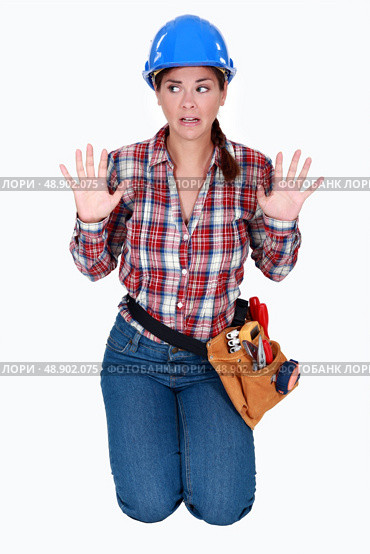 Scared female worker. Стоковое фото, агентство Ingram Publishing / Фотобанк Лори