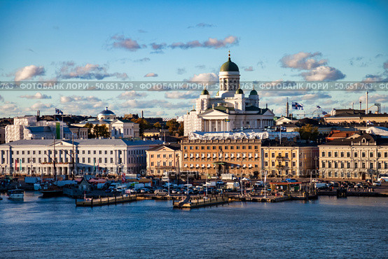 Scenic Helsinki Skyline View Featuring Helsinki Cathedral And South Harbour (2024 год). Редакционное фото, фотограф Aleksandr Golubev / Фотобанк Лори