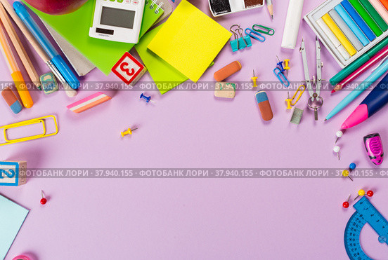 School and office supplies. Top view. Стоковое фото, фотограф Сергей Толмачёв / Фотобанк Лори