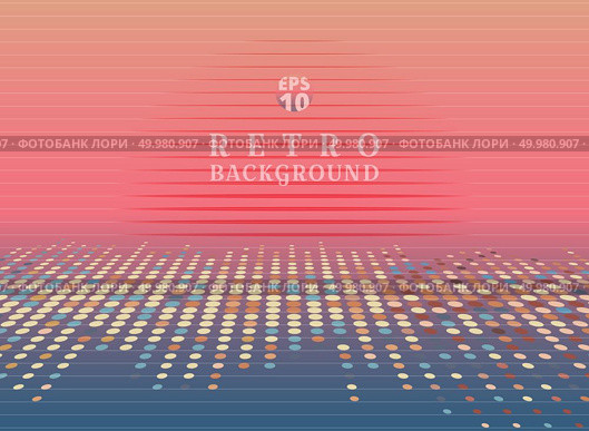 Sci fi futuristic abstract 80s Retro Neon gradient background with graphic sun on horizon. Vector illustration. Стоковая иллюстрация, агентство Ingram Publishing / Фотобанк Лори