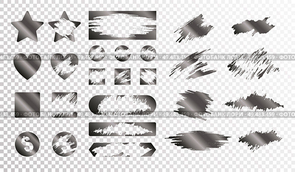 Scratch cards of different shape monochrome set isolated on transparent background flat vector illustration. Стоковая иллюстрация, агентство Ingram Publishing / Фотобанк Лори