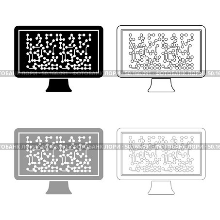 Screen with the scheme Technology concept icon outline set black grey color vector illustration flat style simple image. Стоковое фото, агентство Ingram Publishing / Фотобанк Лори