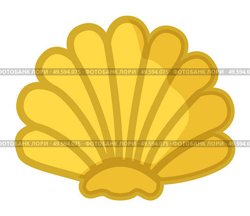 Sea shell yellow in semicircular form. Mollusk aquatic underwater inhabitant on white background. Water occupant of seas and oceans. Conch marine symbol. Cockleshell representative of flora and fauna. Sea shell yellow in semicircular form. Mollusk aquatic underwater inhabitant on white background. Стоковая иллюстрация, агентство Ingram Publishing / Фотобанк Лори