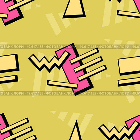 Seamless pattern background 80s, 90s. Vector illustration. Стоковая иллюстрация, агентство Ingram Publishing / Фотобанк Лори