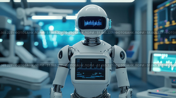 sensors data stream from healthcare robot ai generated. Стоковое AI-изображение, AI-художник Vectorwin / Фотобанк Лори
