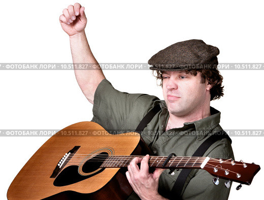 Serious Man Playing Guitar. Стоковое фото, фотограф Scott Griessel / PantherMedia / Фотобанк Лори