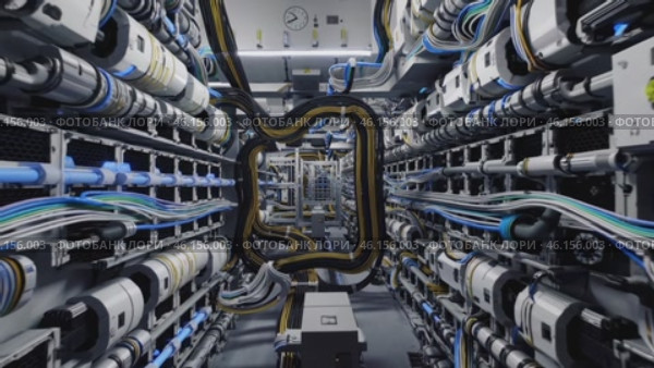 Server Room Network Cables Pulsing with Blue Light. Стоковое видео, видеограф Данил Руденко / Фотобанк Лори