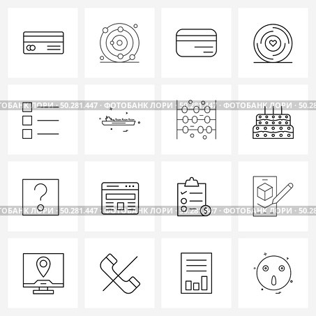 Set of 16 Modern Line Icons of weapon, army, debit card, organization, bullet Vector Illustration. Стоковая иллюстрация, агентство Ingram Publishing / Фотобанк Лори