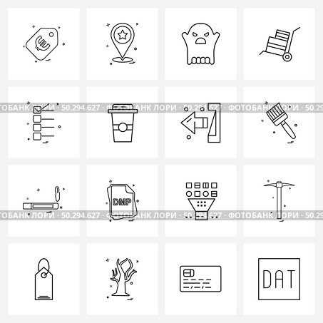 Set of 16 UI Icons and symbols for breakfast, tick, scary, form, fast Vector Illustration. Стоковая иллюстрация, агентство Ingram Publishing / Фотобанк Лори