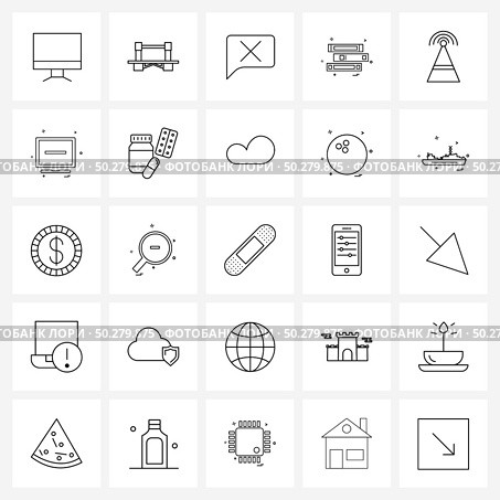 Set of 25 Simple Line Icons of communication, infrared, chat, documents, education Vector Illustration. Стоковая иллюстрация, агентство Ingram Publishing / Фотобанк Лори