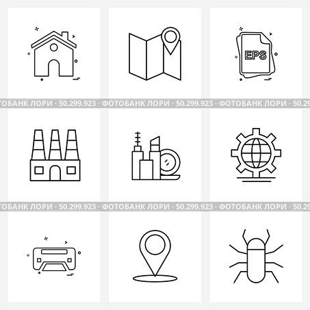 Set of 9 Modern Line Icons of cosmetics product, industry, file, factory, esp. Vector Illustration. Стоковая иллюстрация, агентство Ingram Publishing / Фотобанк Лори