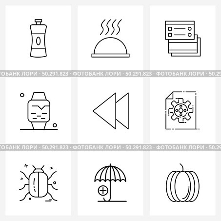 Set of 9 UI Icons and symbols for backward, health, design, gym, illustration Vector Illustration. Стоковая иллюстрация, агентство Ingram Publishing / Фотобанк Лори