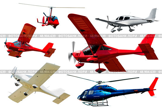 Set of airplanes isolated on white background. Стоковое фото, фотограф Яков Филимонов / Фотобанк Лори