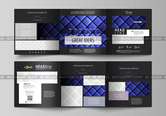 Set of business templates for tri fold square design brochures. Leaflet cover, abstract vector layout. Shiny fabric, rippled texture, white and blue color silk, colorful vintage style background.. Set of business templates for tri fold square design brochures. Leaflet cover, abstract flat layout, easy editable vector. Shiny fabric, rippled texture, white and blue color silk, colorful vintage style background. Стоковая иллюстрация, агентство Ingram Publishing / Фотобанк Лори