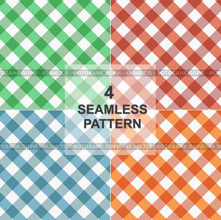 Set of Gingham seamless pattern. Стоковая иллюстрация, агентство Ingram Publishing / Фотобанк Лори