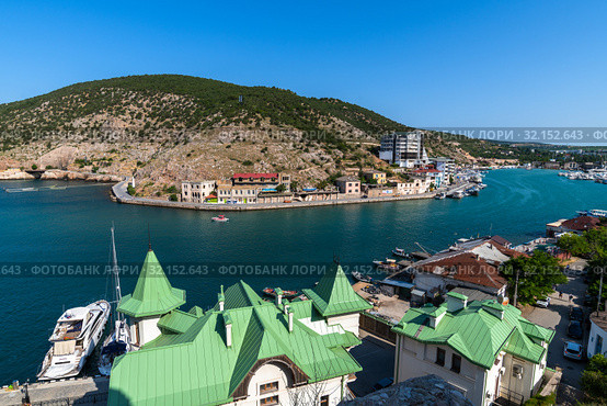Sevastopol, Crimea - July 3. 2019. The Balaklava Bay from top. Редакционное фото, фотограф Володина Ольга / Фотобанк Лори